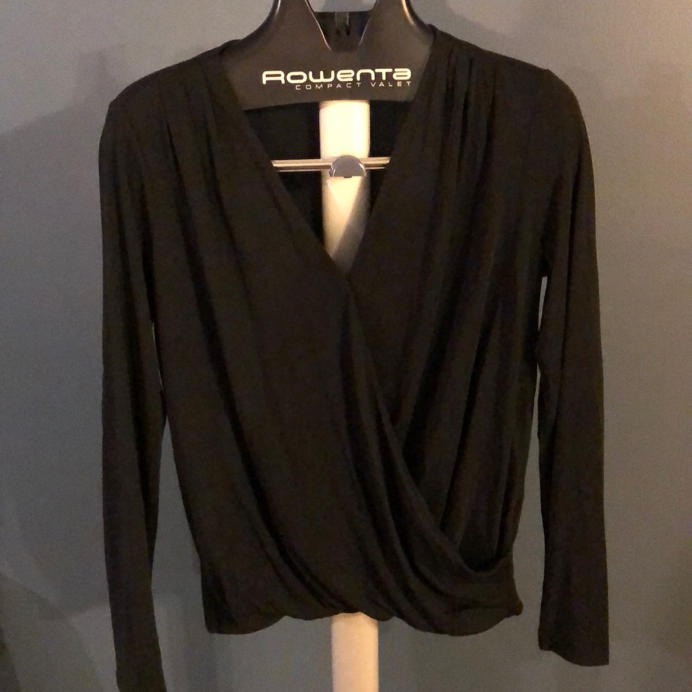 Banana republic black front wrap top